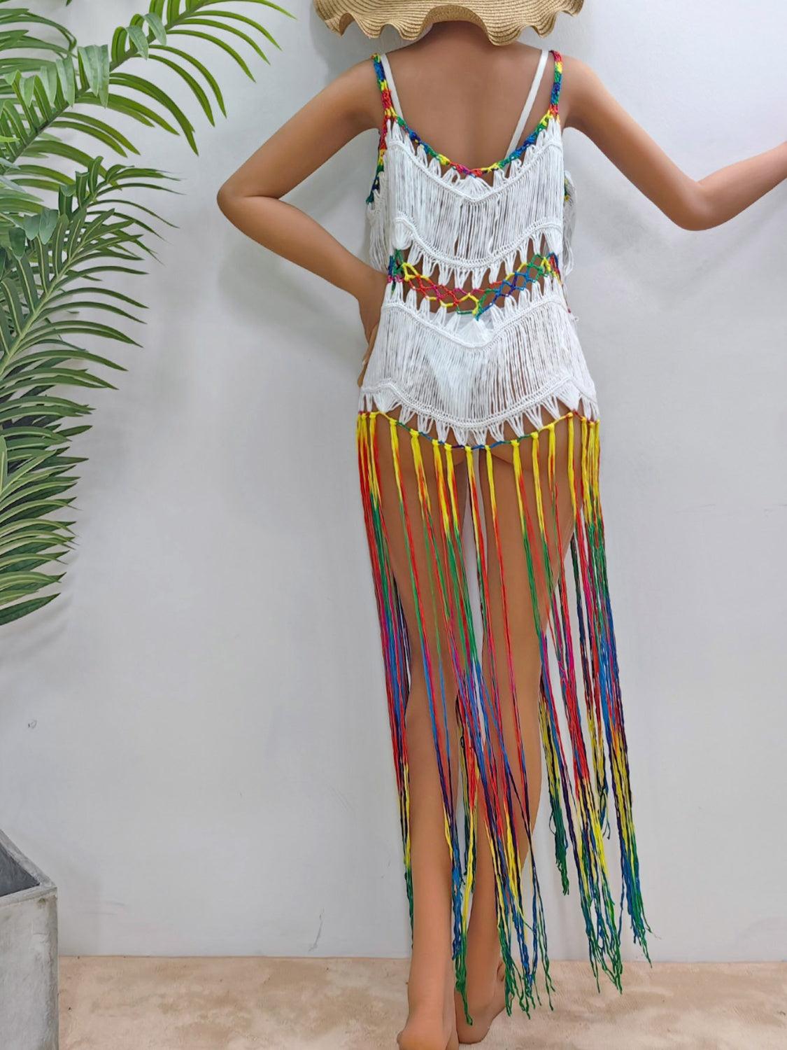 fringe-scoop-neck-spaghetti-strap-cover-up - Immenzive