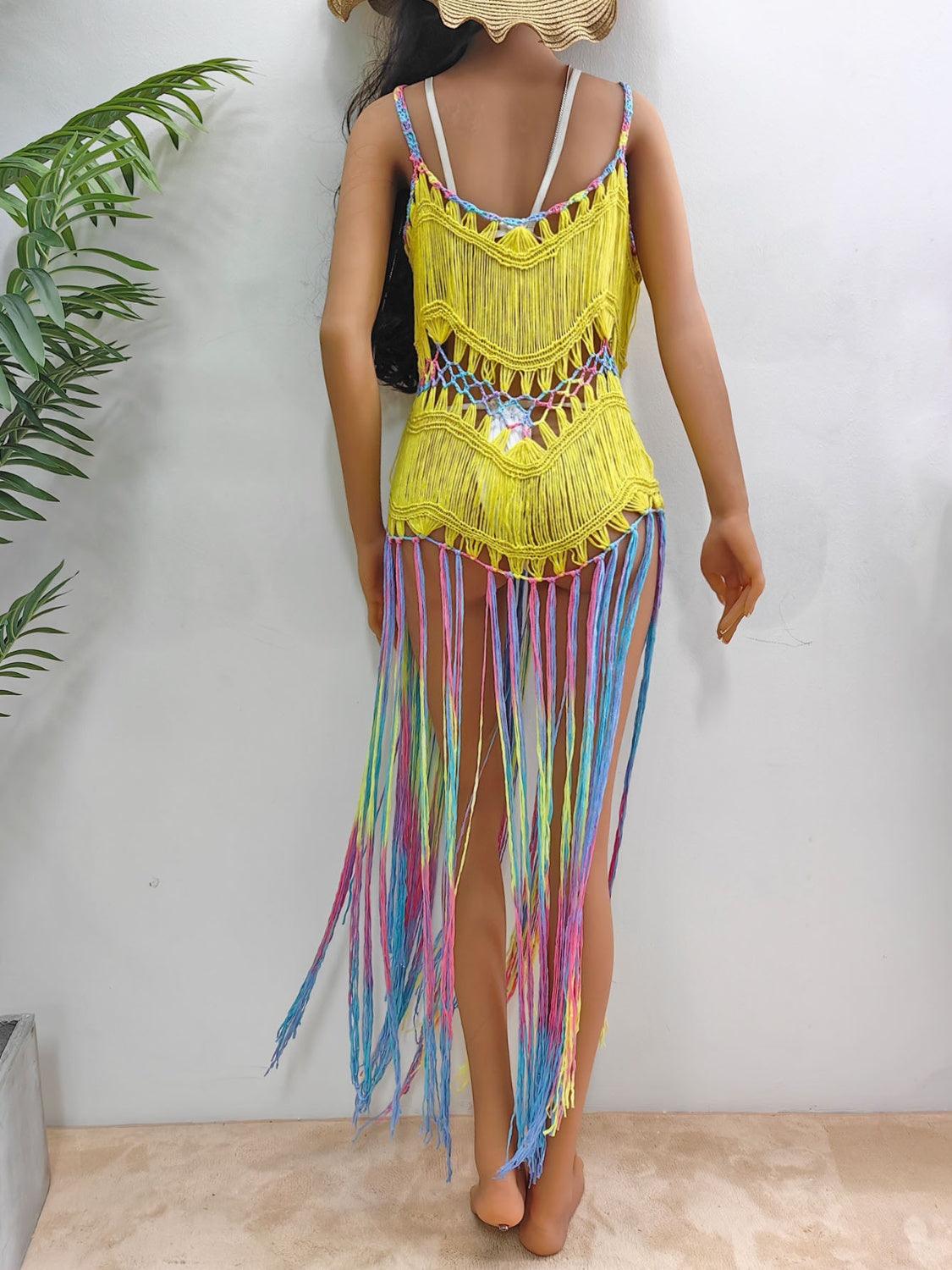 fringe-scoop-neck-spaghetti-strap-cover-up - Immenzive