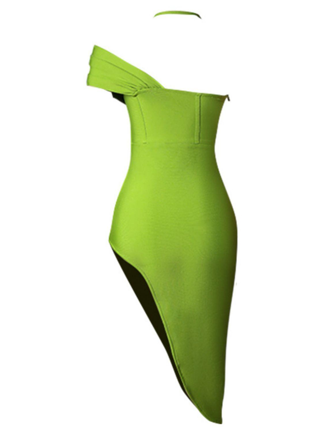 Halter Neck Seam Detail Split Dress - Immenzive
