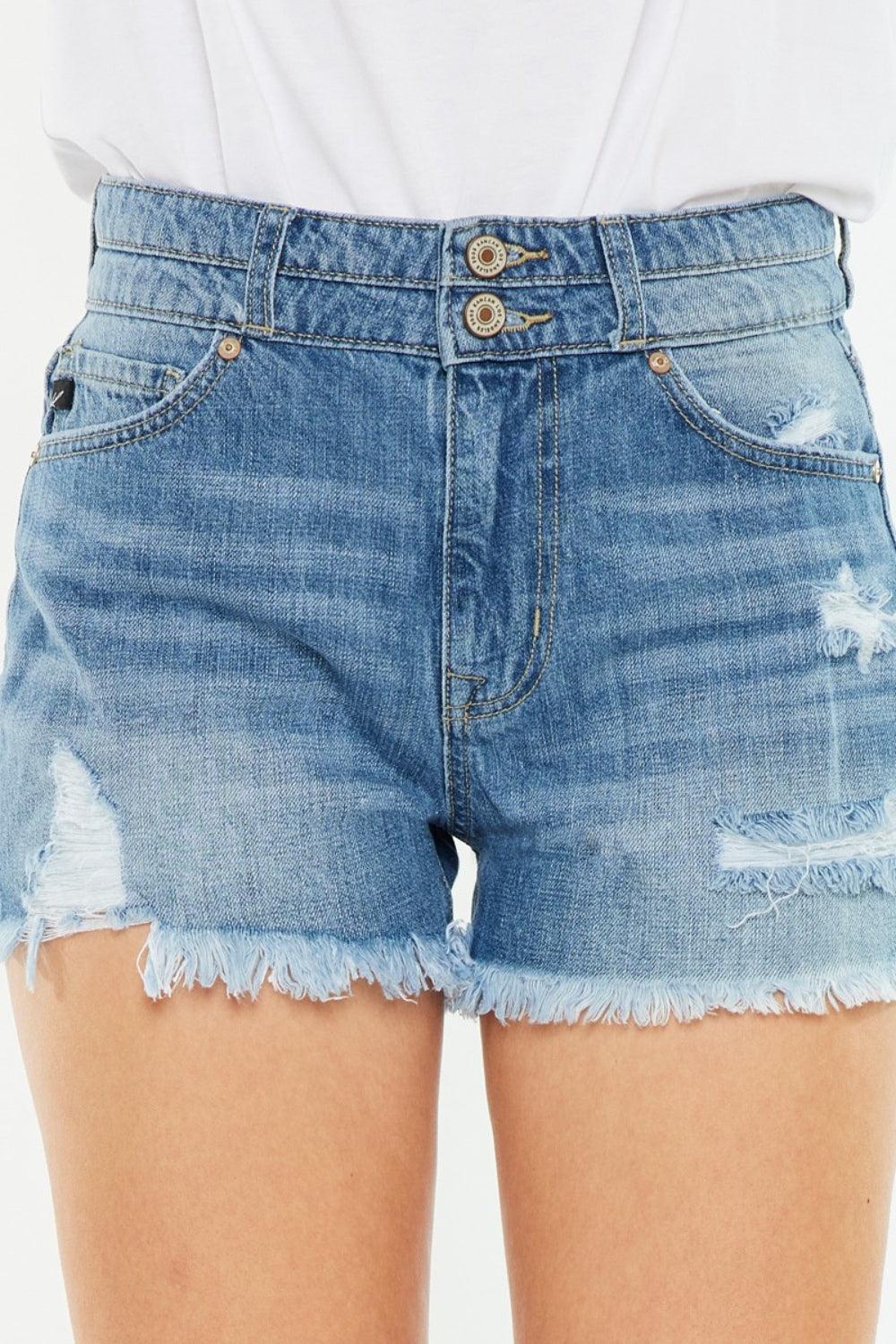 Kancan Full Size High Rise Raw Hem Denim Shorts - Immenzive