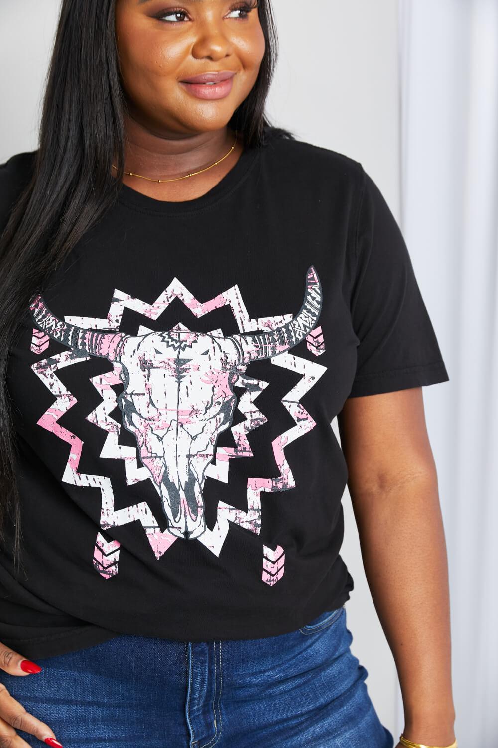 mineB Full Size Graphic Round Neck Tee Shirt - Immenzive