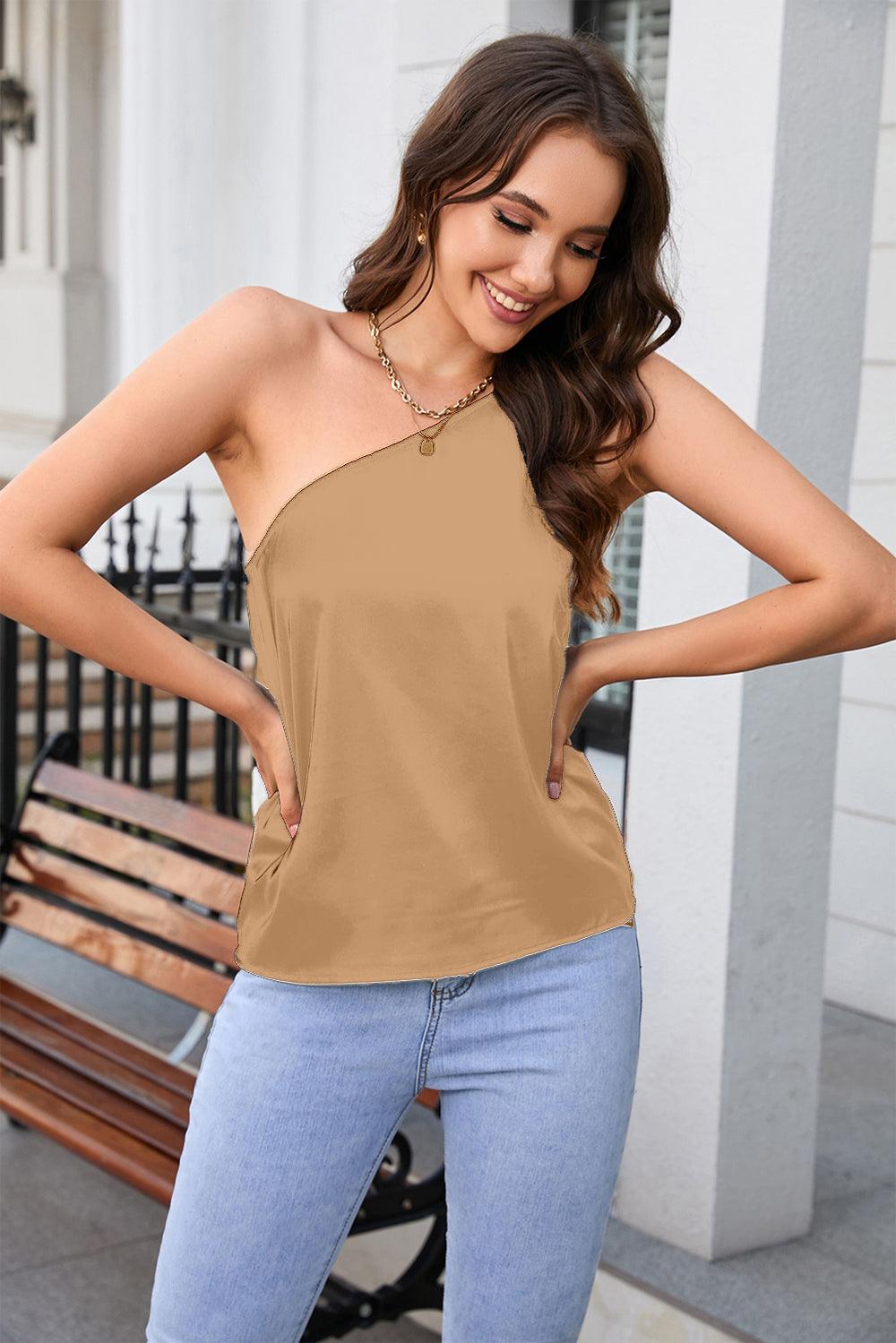 One Shoulder Sleeveless Top - Immenzive