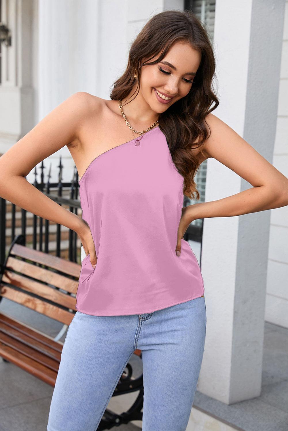 One Shoulder Sleeveless Top - Immenzive