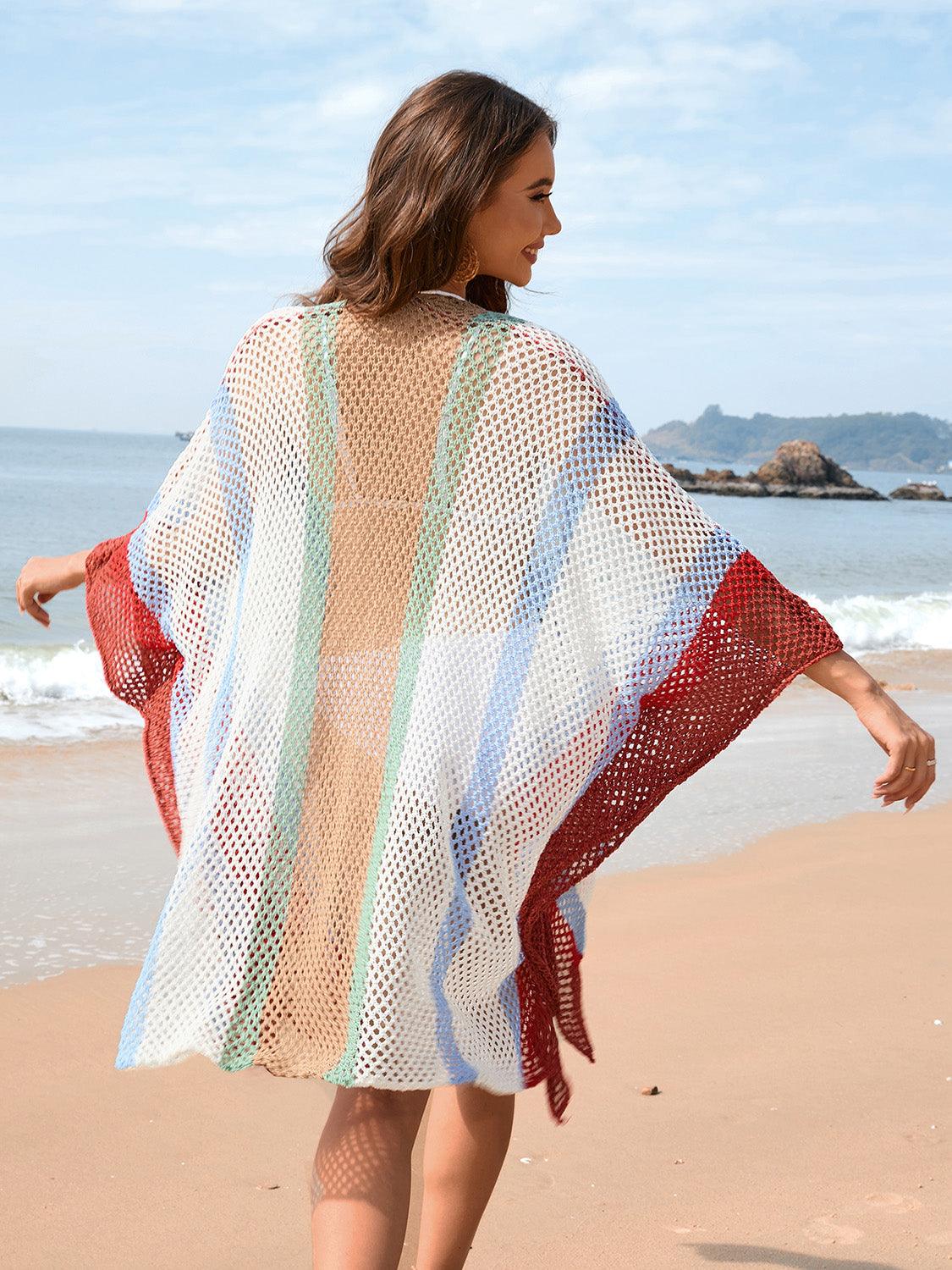 openwork-color-block-plunge-cover-up - Immenzive