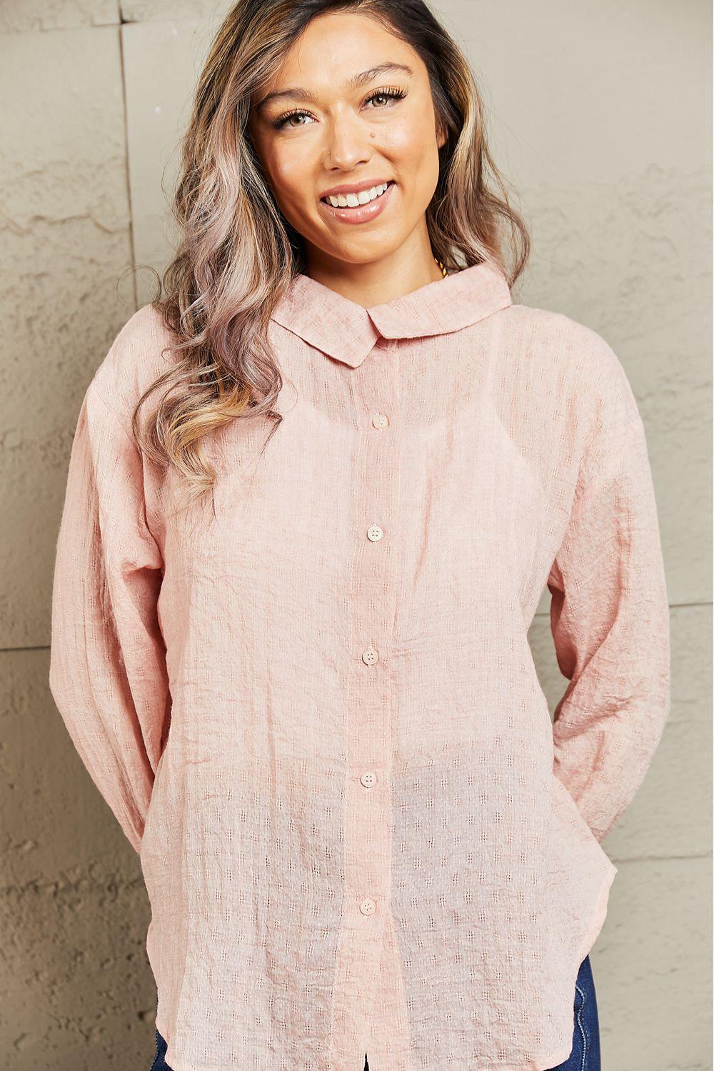 Petal Dew Take Me Out Lightweight Button Down Top - Immenzive