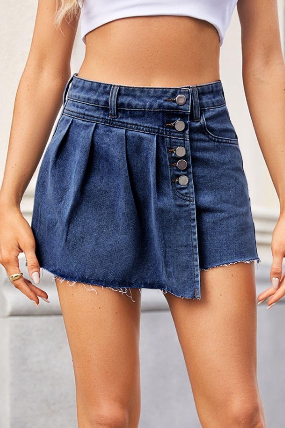 Raw Hem Denim skort - Immenzive