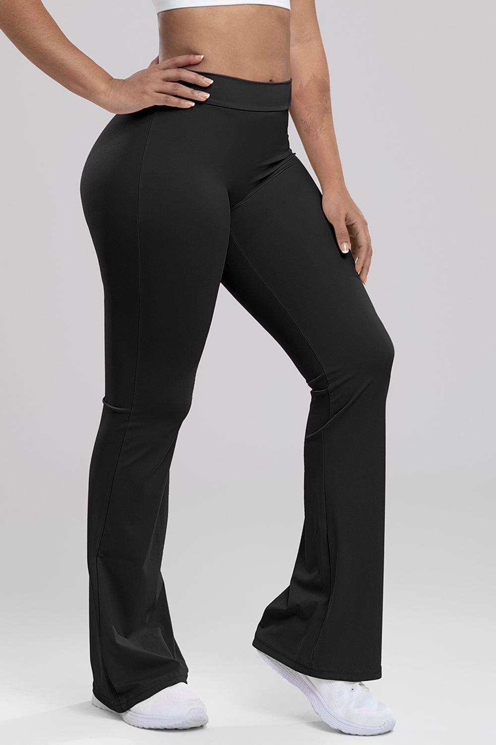 ruched-high-waist-bootcut-active-pants - Immenzive