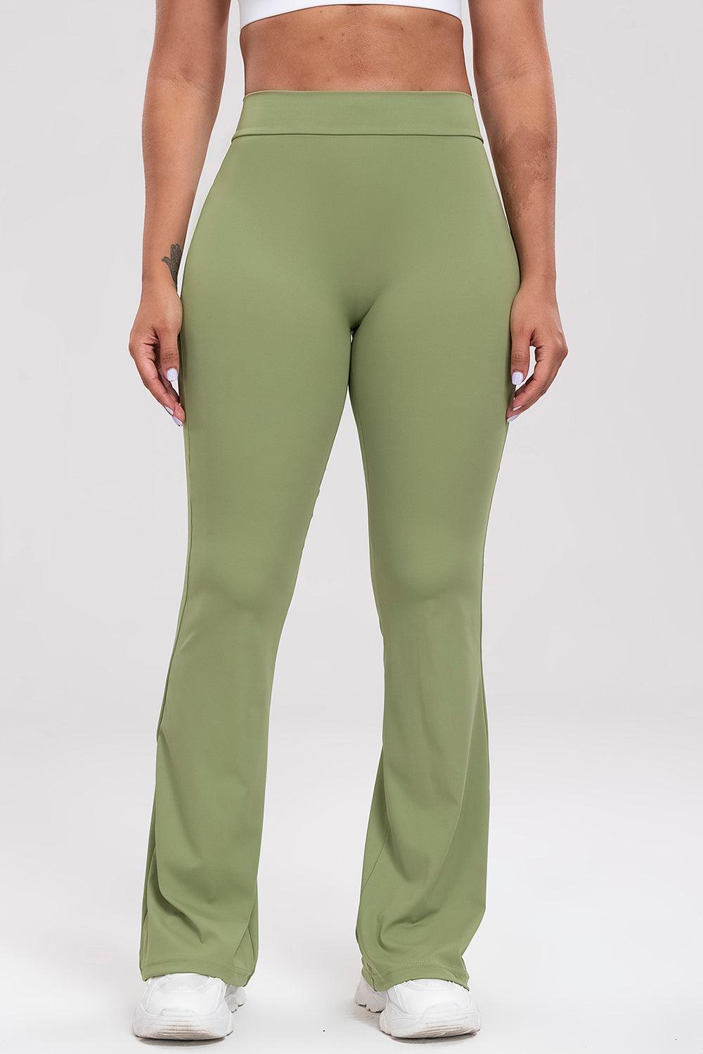 ruched-high-waist-bootcut-active-pants - Immenzive