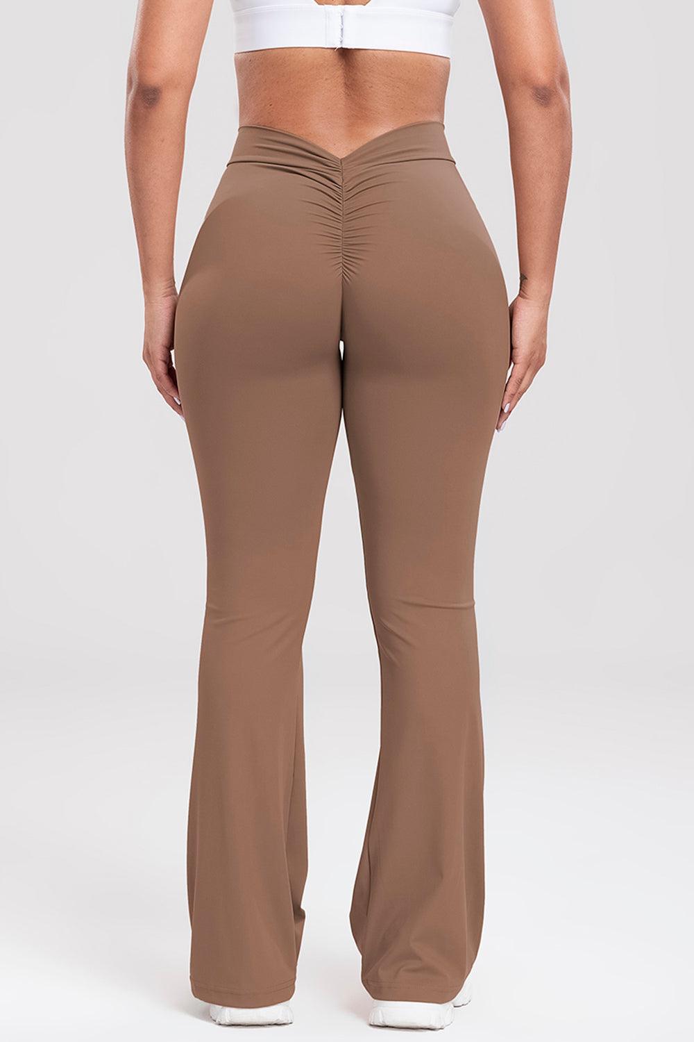 ruched-high-waist-bootcut-active-pants - Immenzive