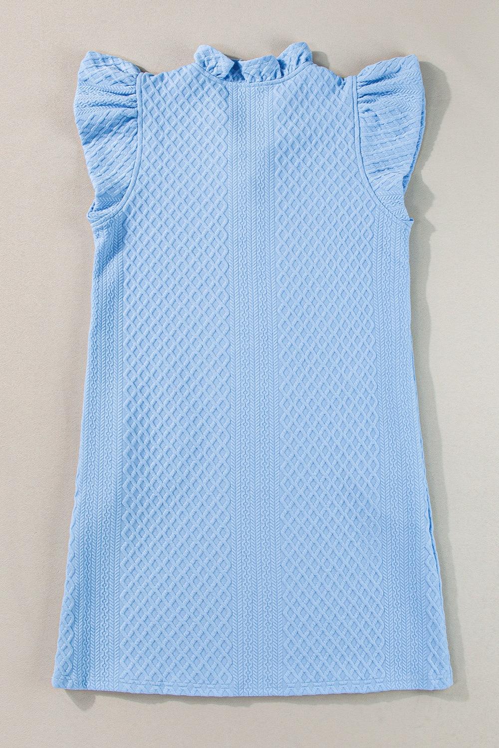 Ruffled V-Neck Cap Sleeve Mini Dress - Immenzive