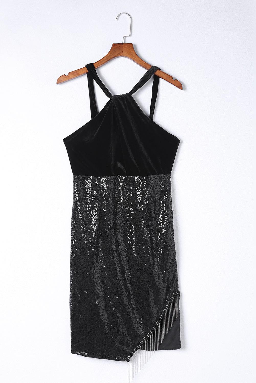 Sequin Fringe Detail Sleeveless Dress - Immenzive