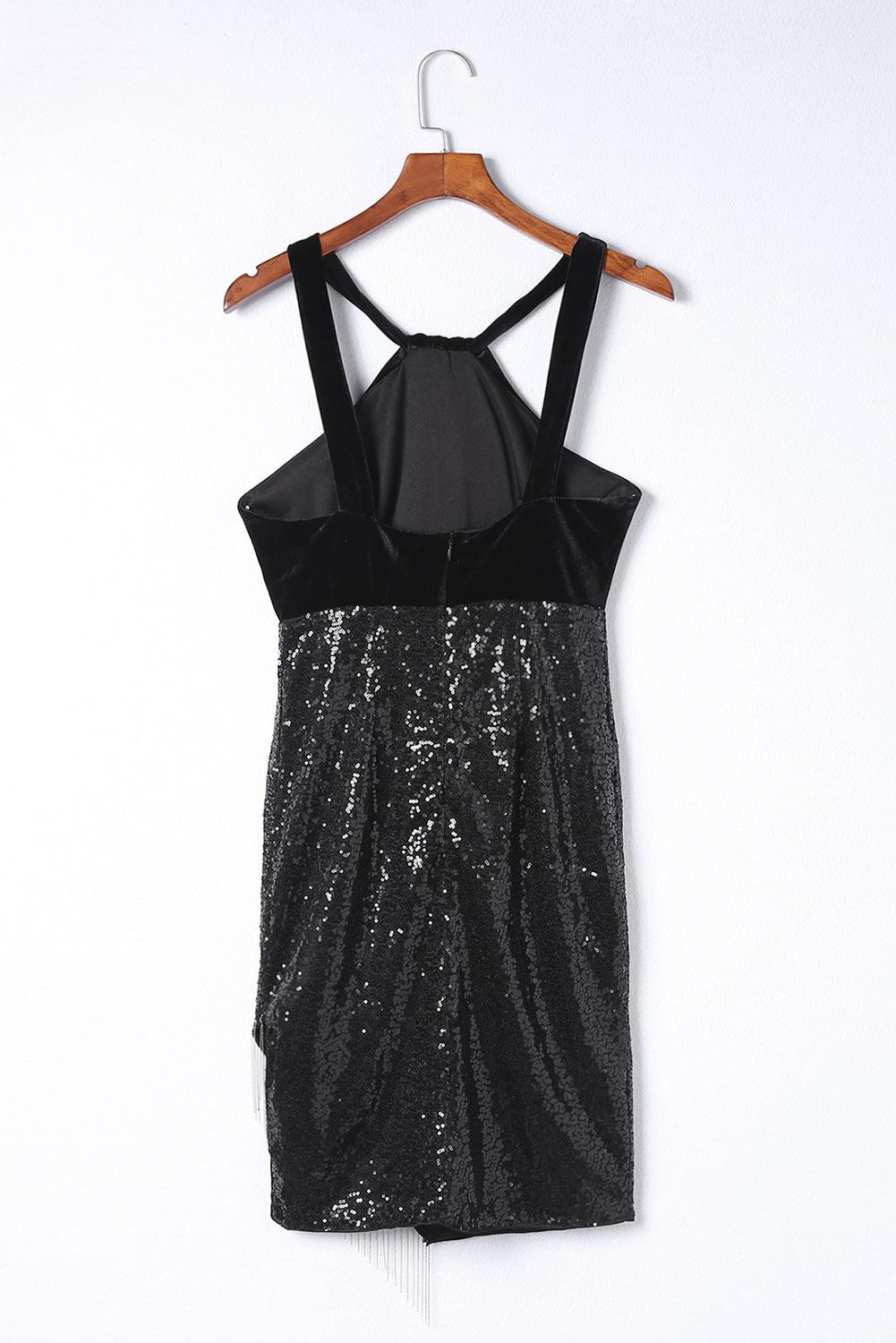 Sequin Fringe Detail Sleeveless Dress - Immenzive