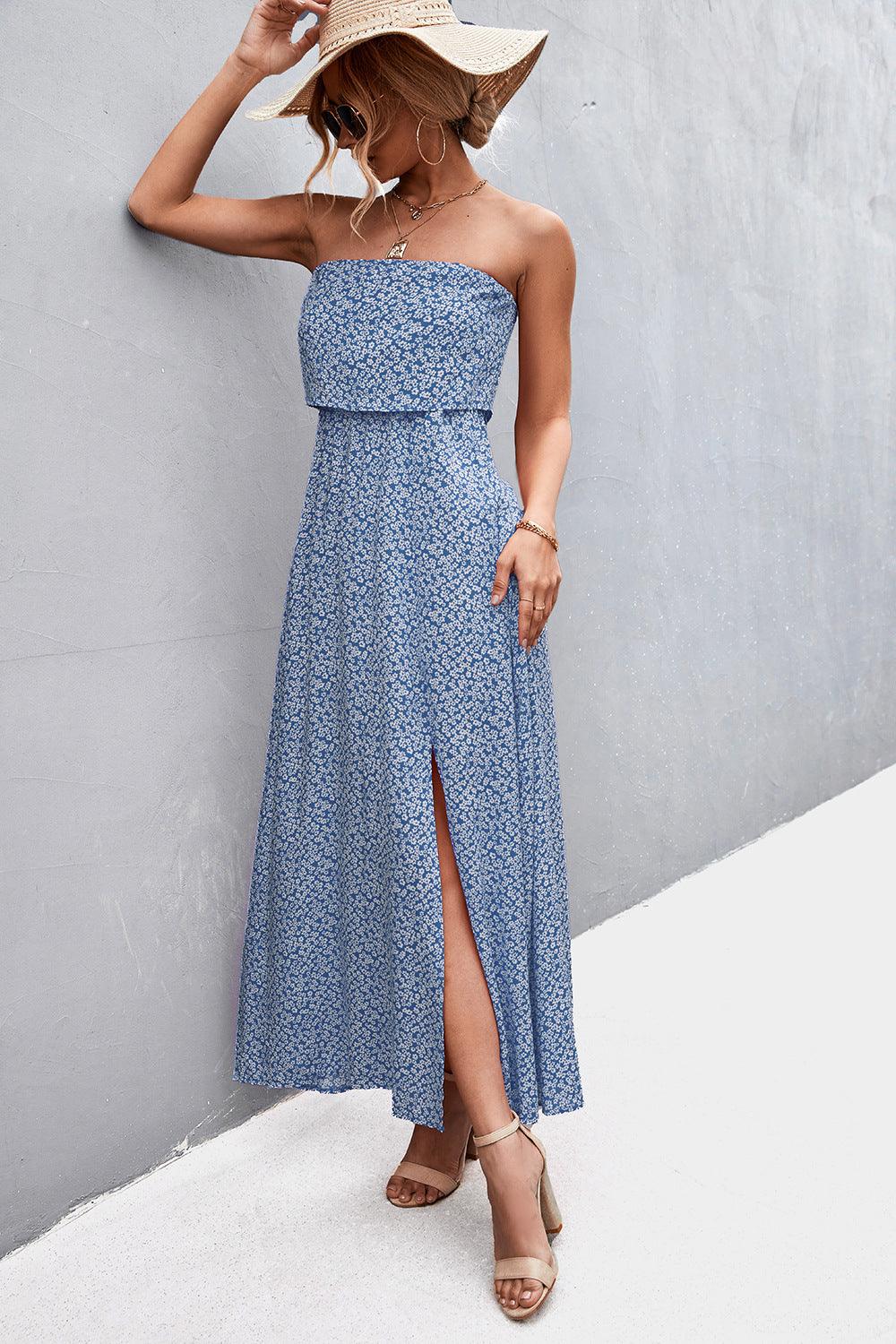 Strapless Split Maxi Dress - Immenzive