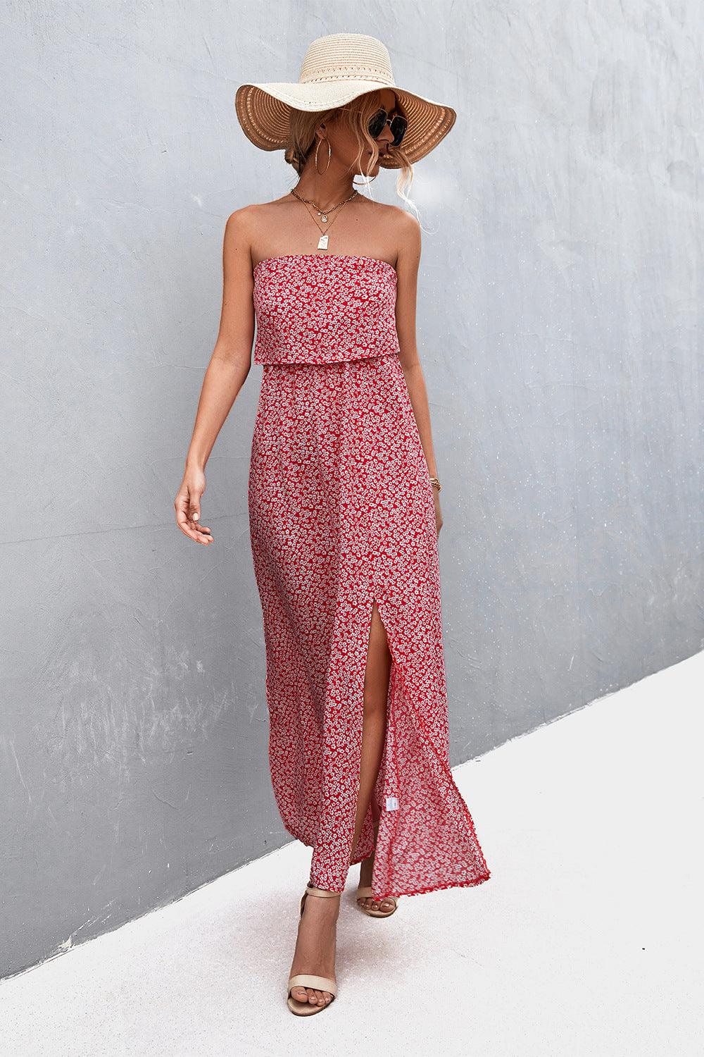 Strapless Split Maxi Dress - Immenzive