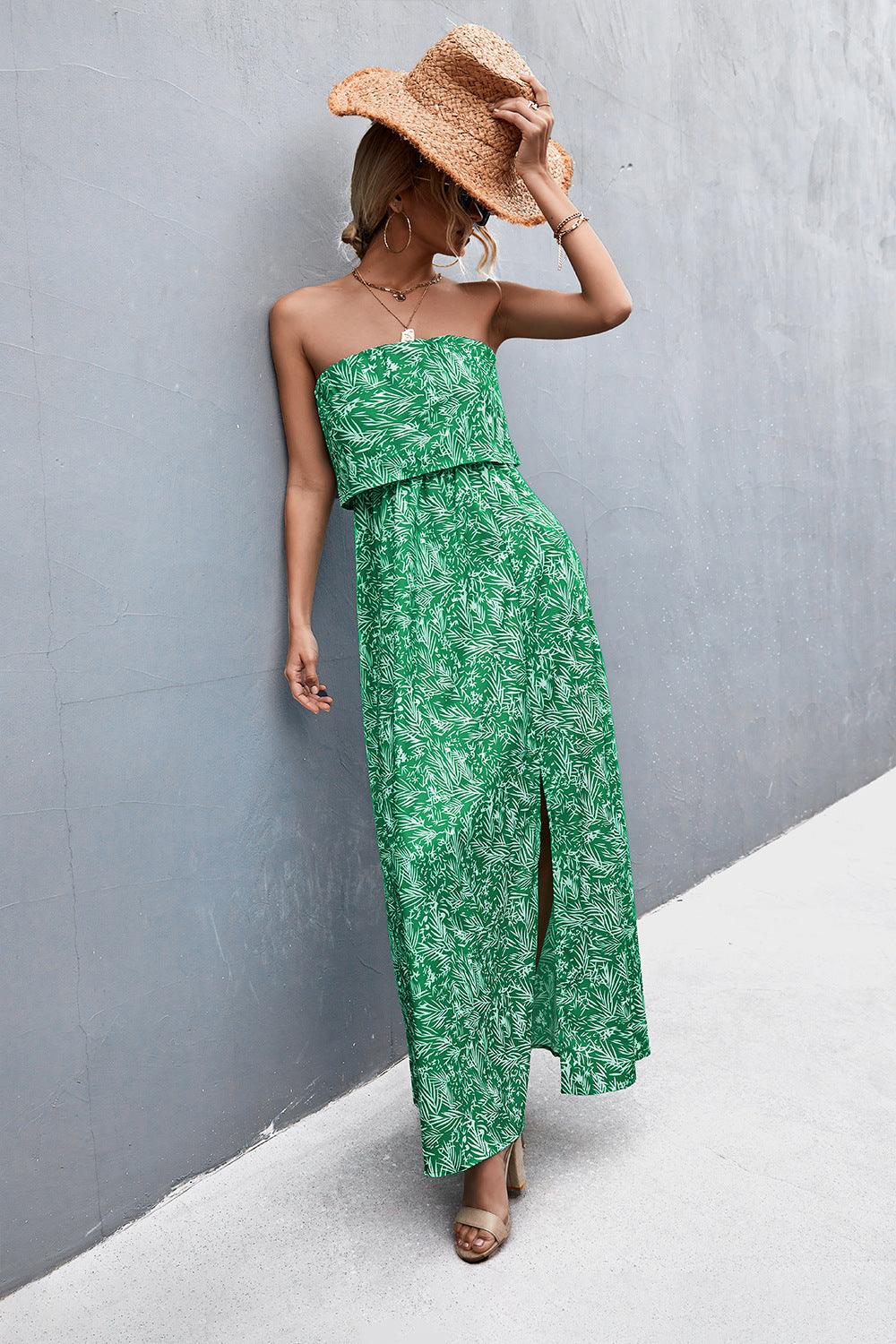 Strapless Split Maxi Dress - Immenzive