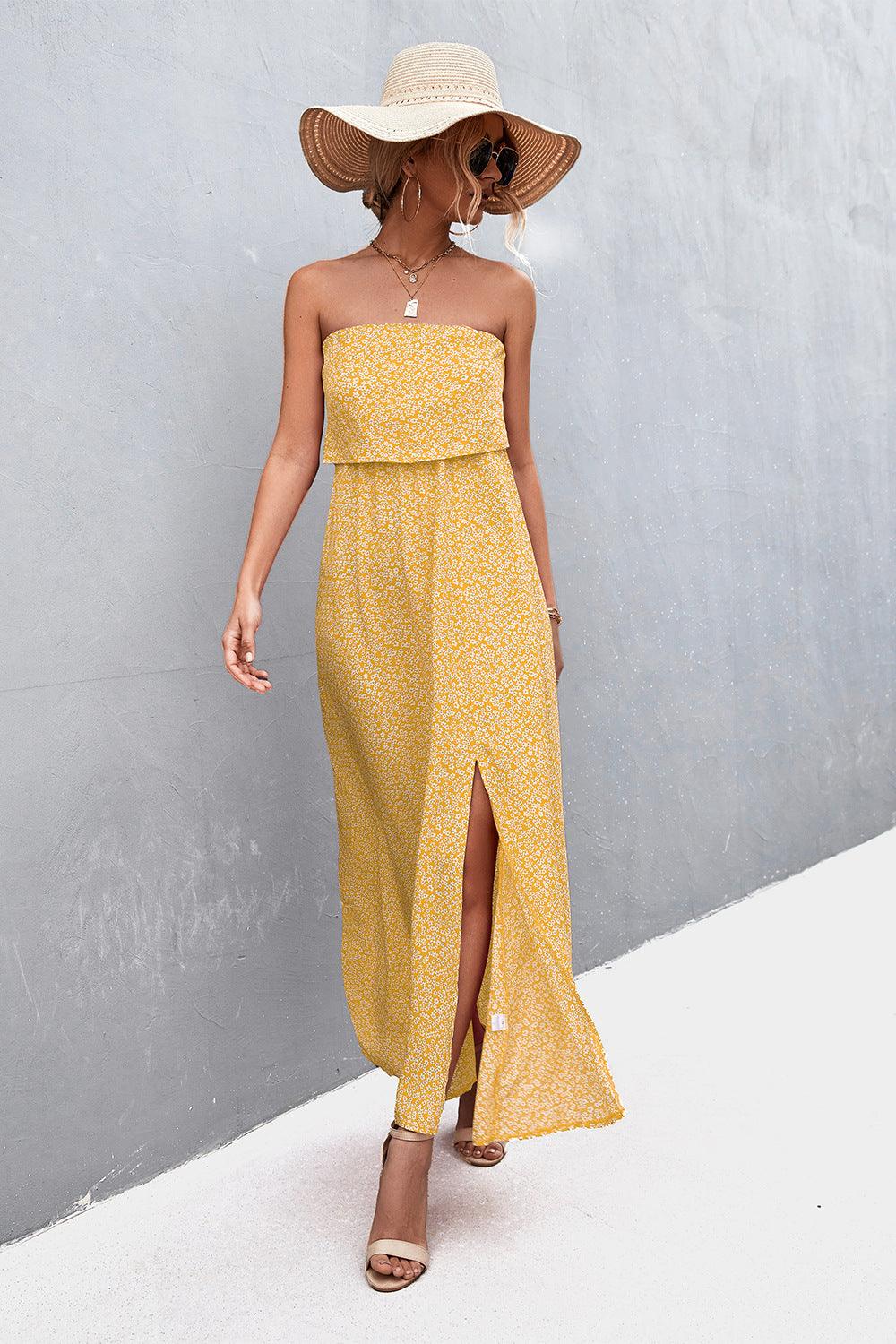 Strapless Split Maxi Dress - Immenzive