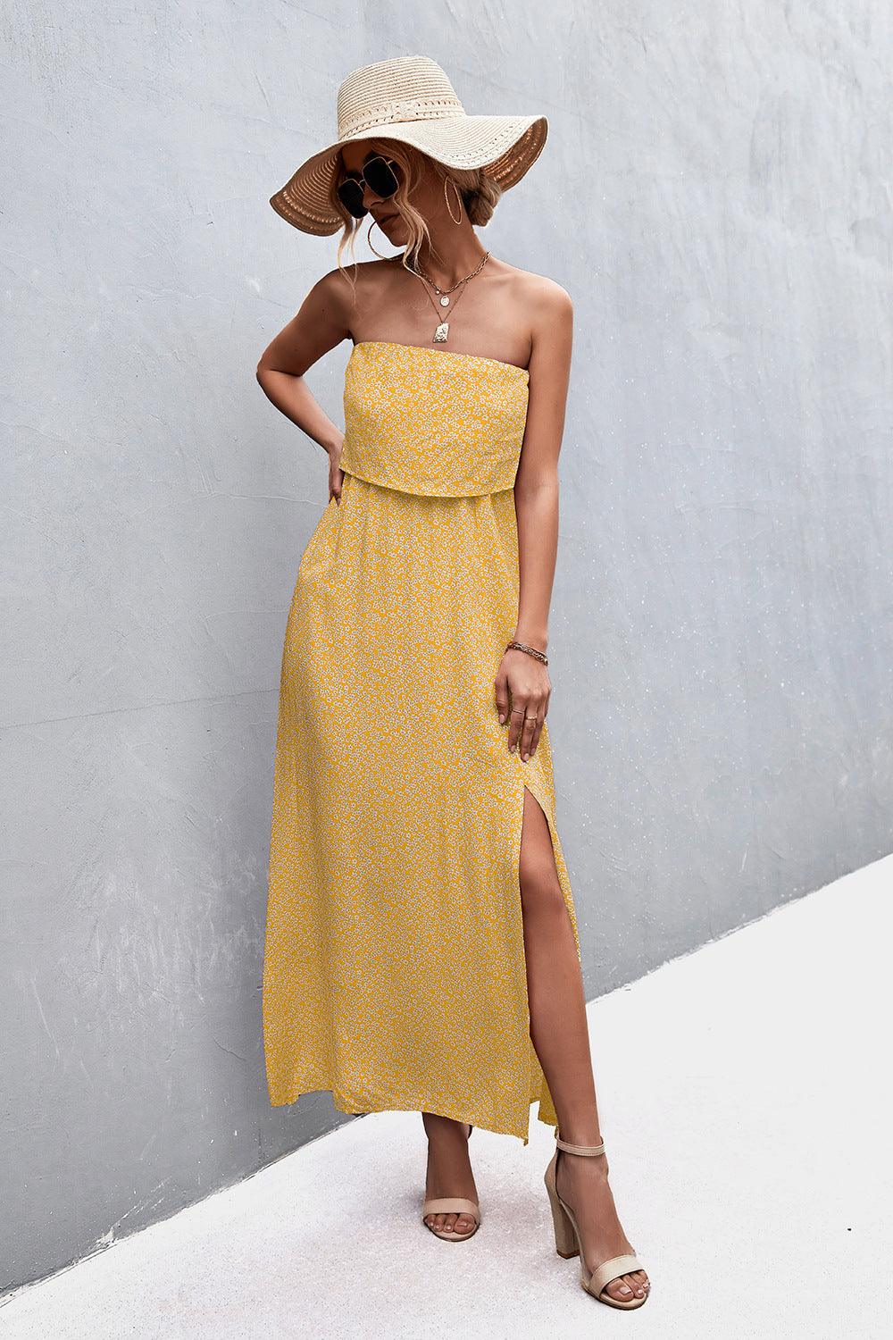 Strapless Split Maxi Dress - Immenzive