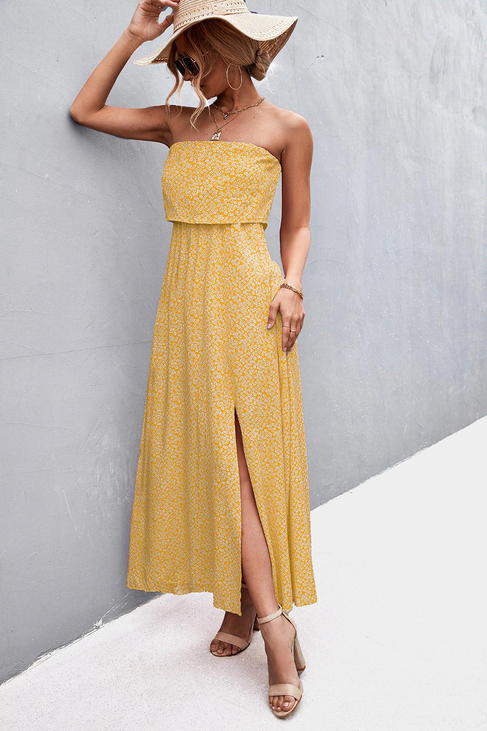 Strapless Split Maxi Dress - Immenzive