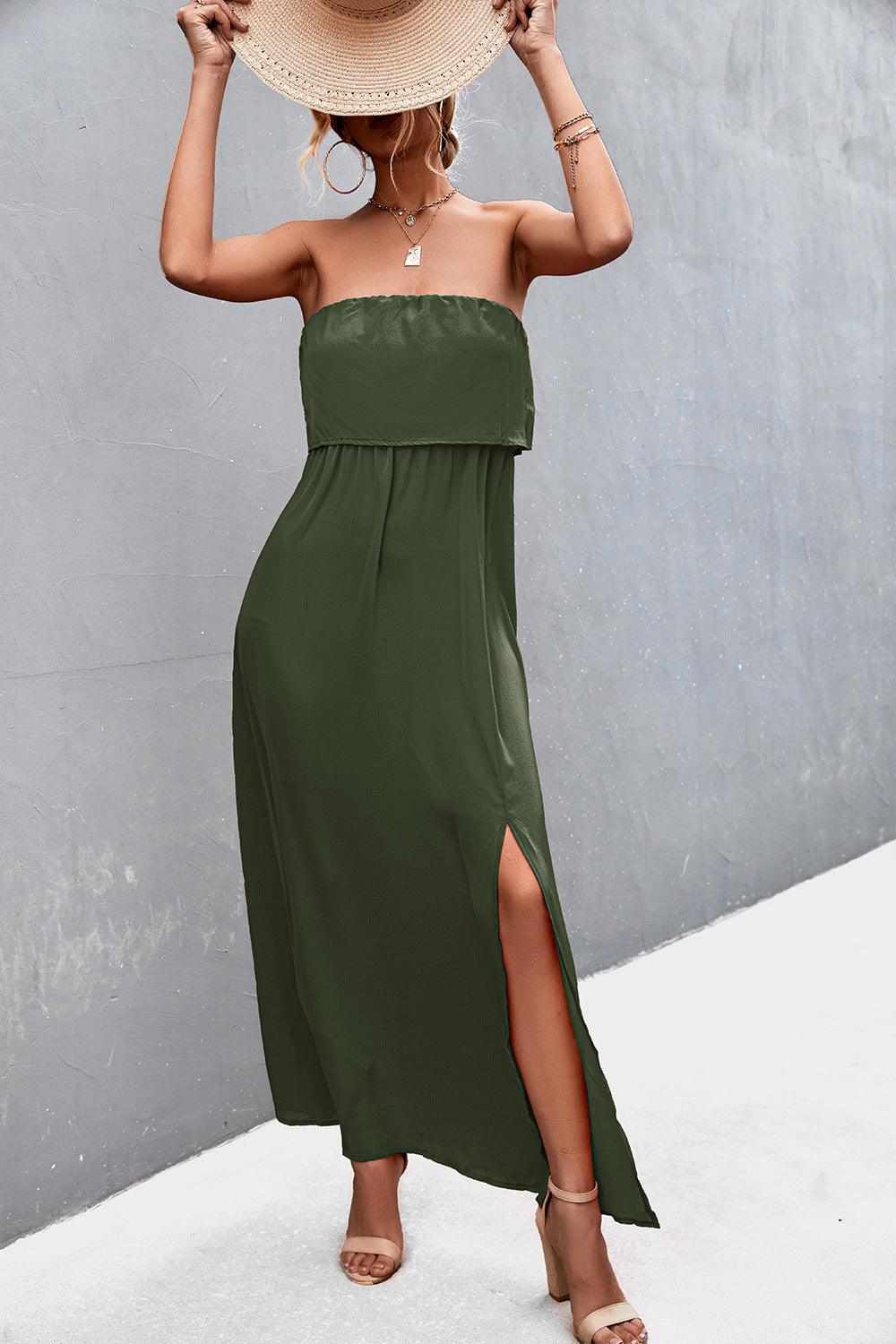 Strapless Split Maxi Dress - Immenzive