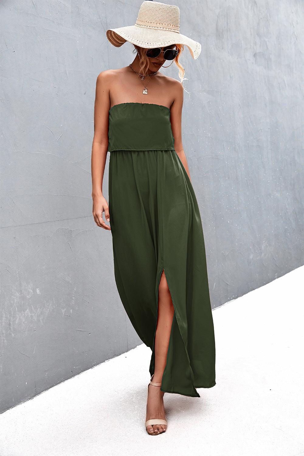 Strapless Split Maxi Dress - Immenzive