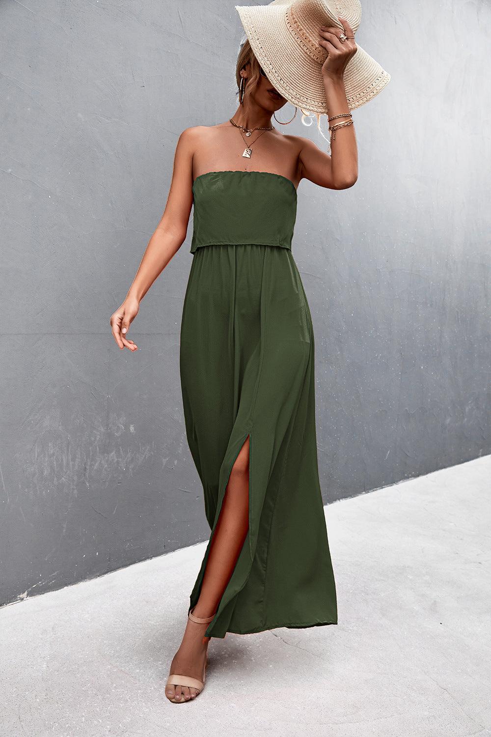 Strapless Split Maxi Dress - Immenzive