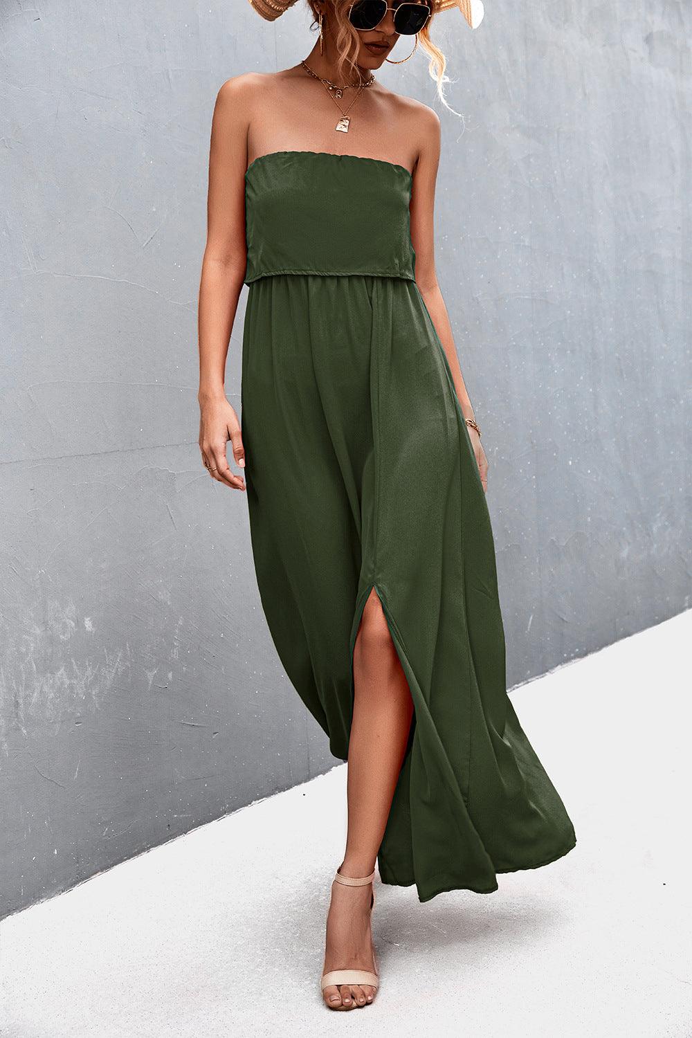 Strapless Split Maxi Dress - Immenzive