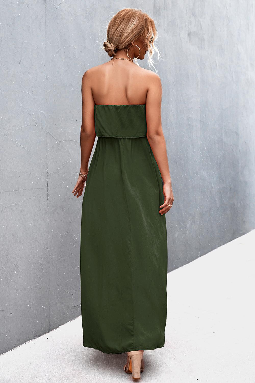 Strapless Split Maxi Dress - Immenzive