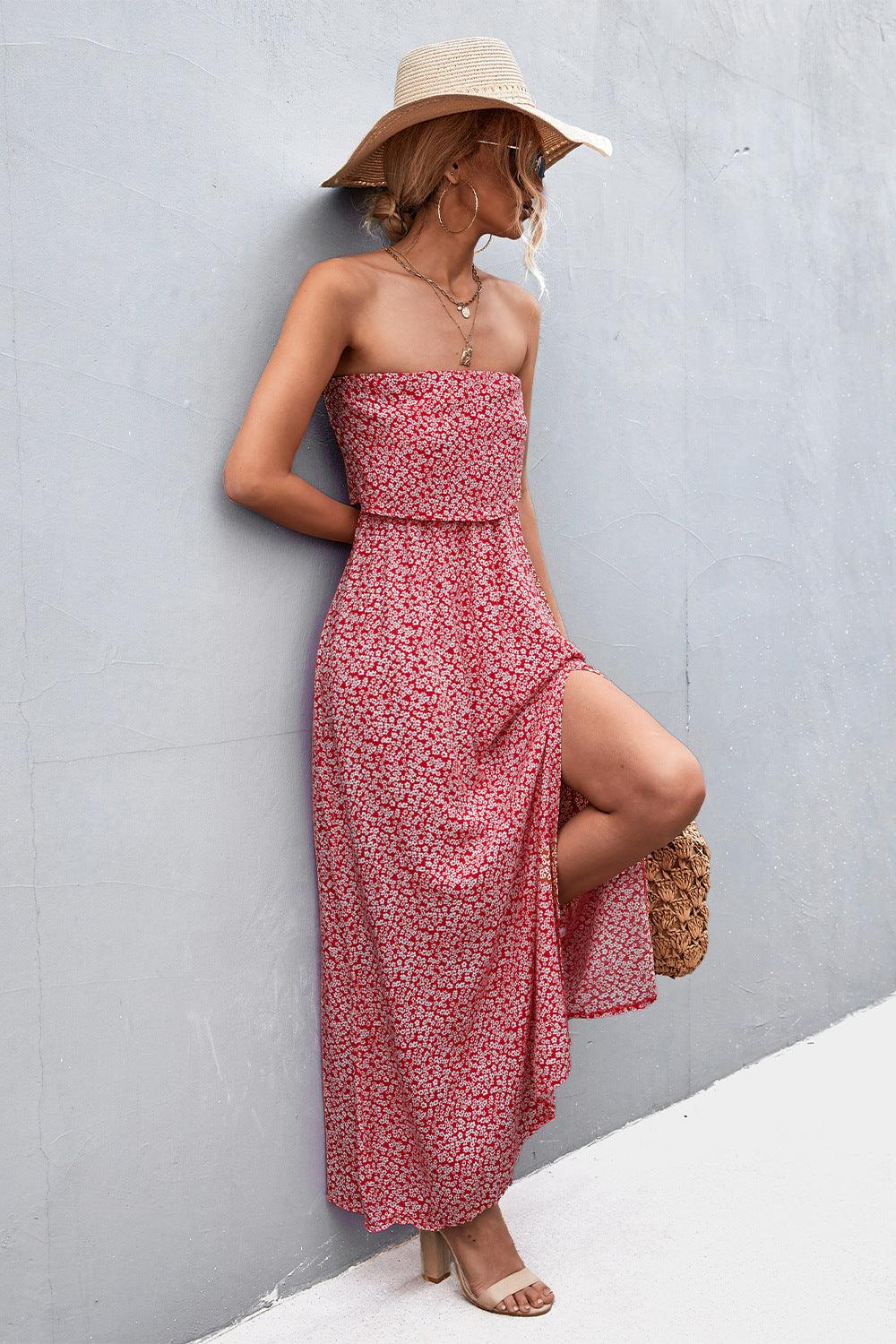 Strapless Split Maxi Dress - Immenzive