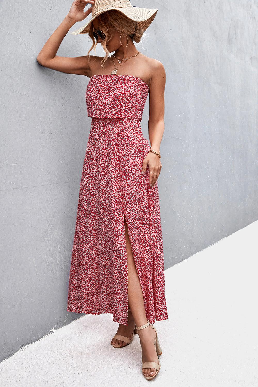 Strapless Split Maxi Dress - Immenzive