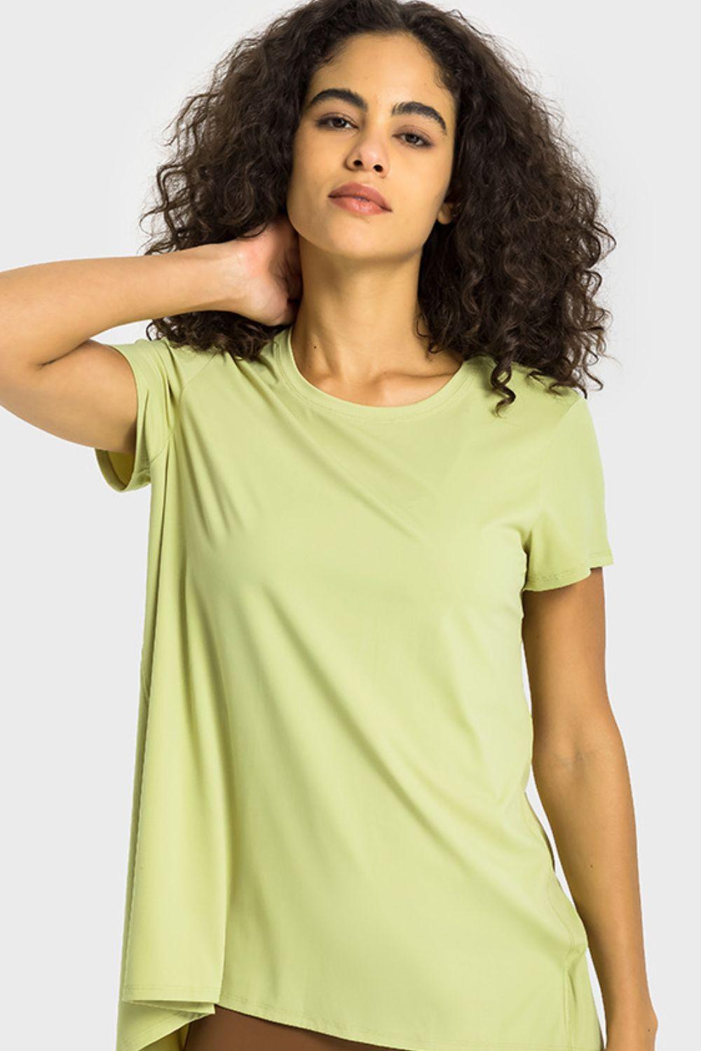 Tie Back Short Sleeve Sports Tee - Immenzive