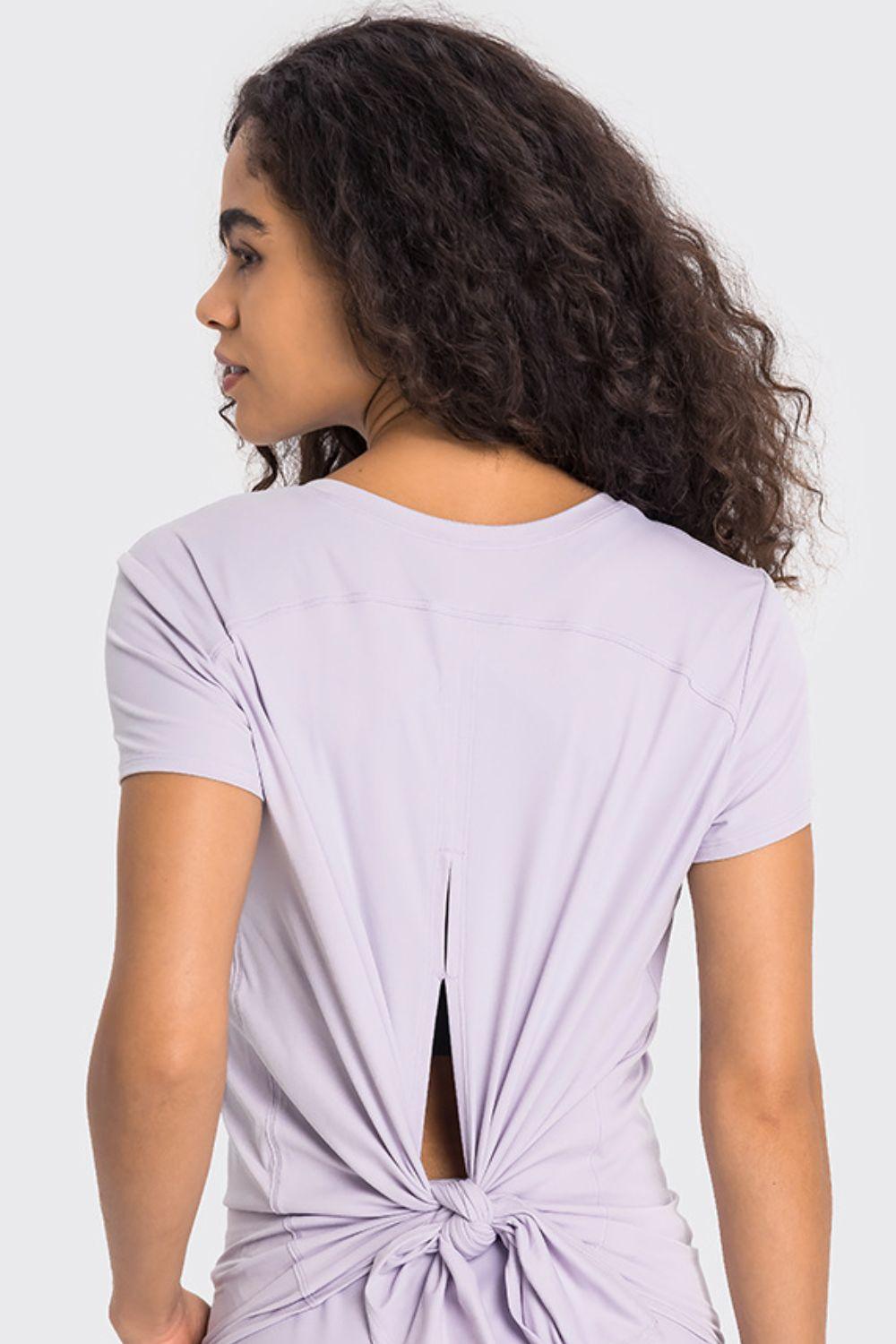 Tie Back Short Sleeve Sports Tee - Immenzive