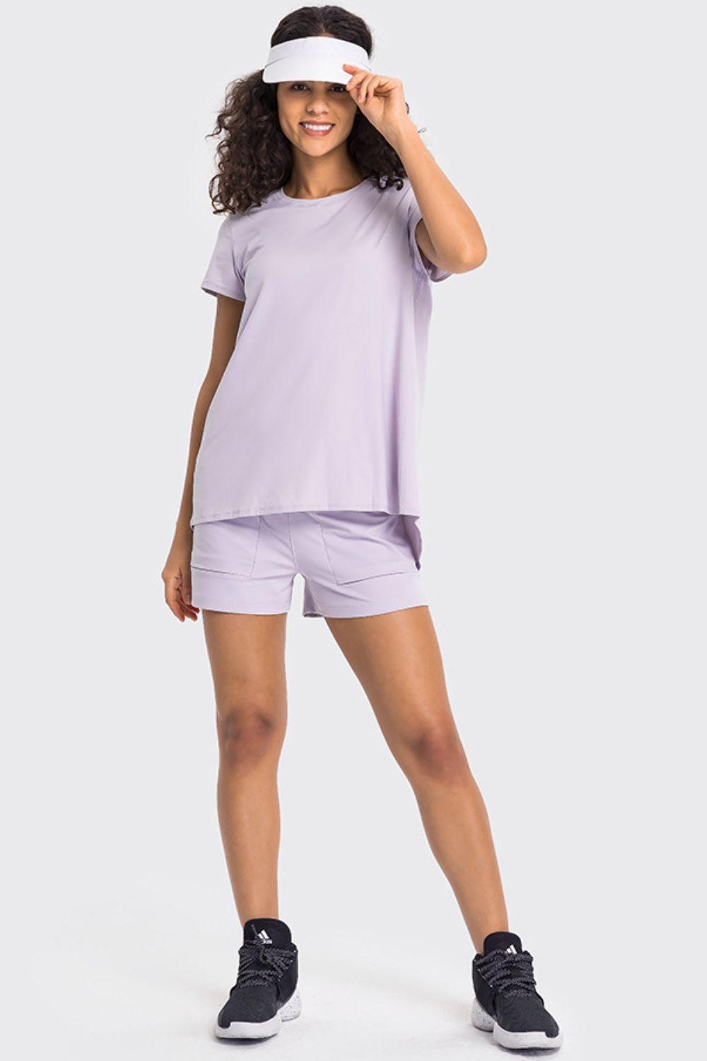 Tie Back Short Sleeve Sports Tee - Immenzive