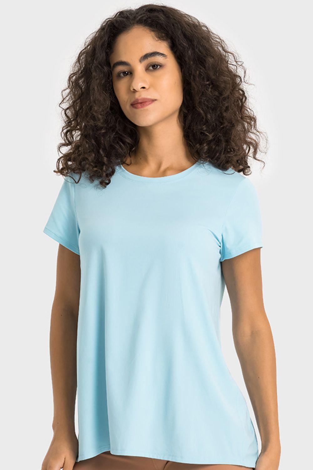 Tie Back Short Sleeve Sports Tee - Immenzive