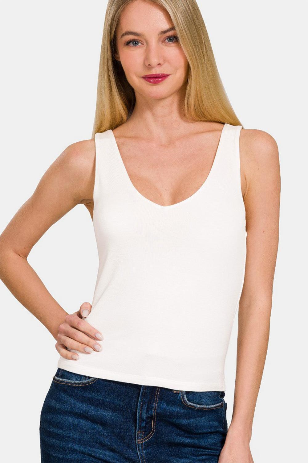 zenana-double-layer-v-neck-tank - Immenzive