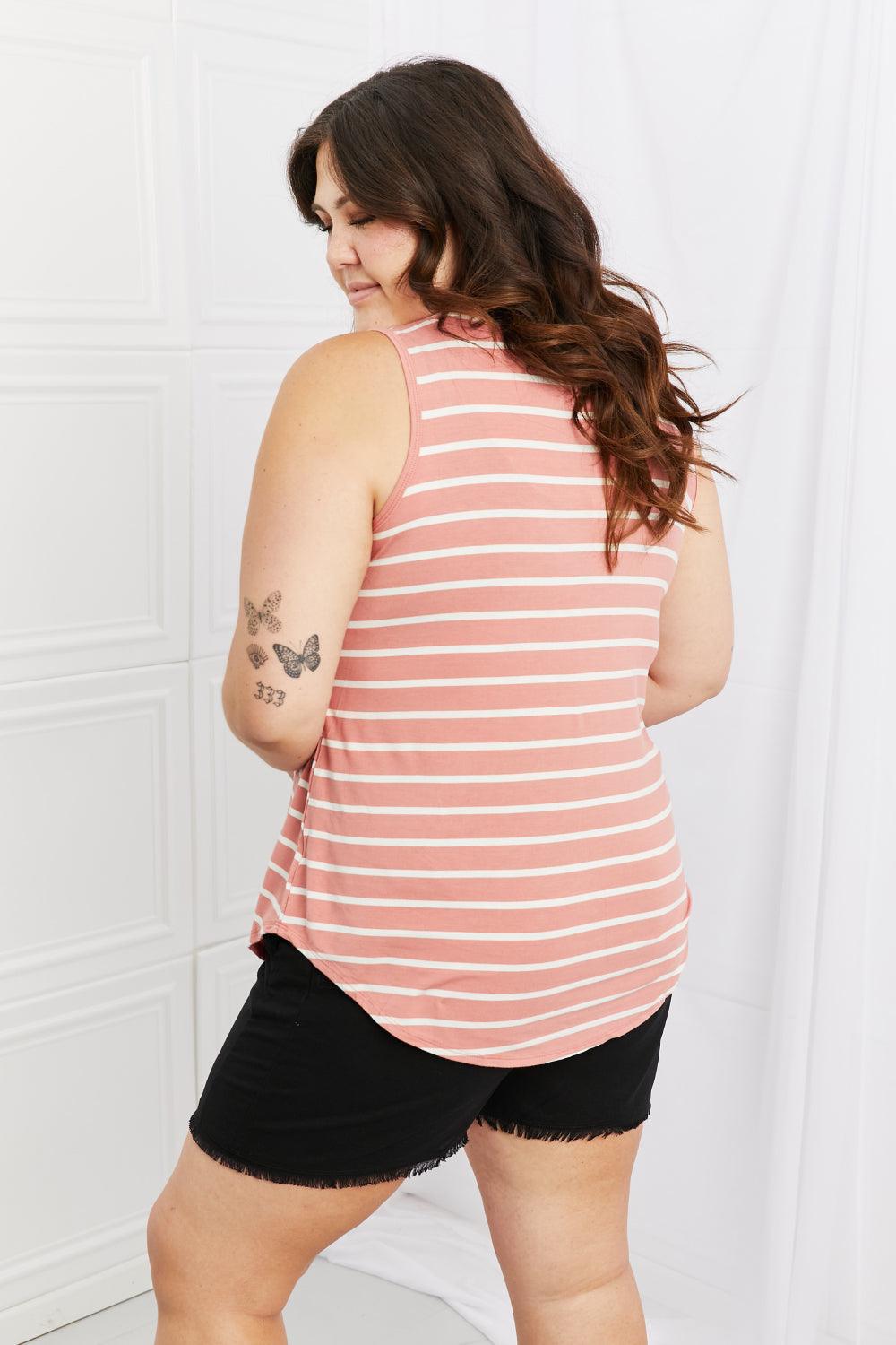 Zenana Find Your Path Full Size Sleeveless Striped Top - Immenzive