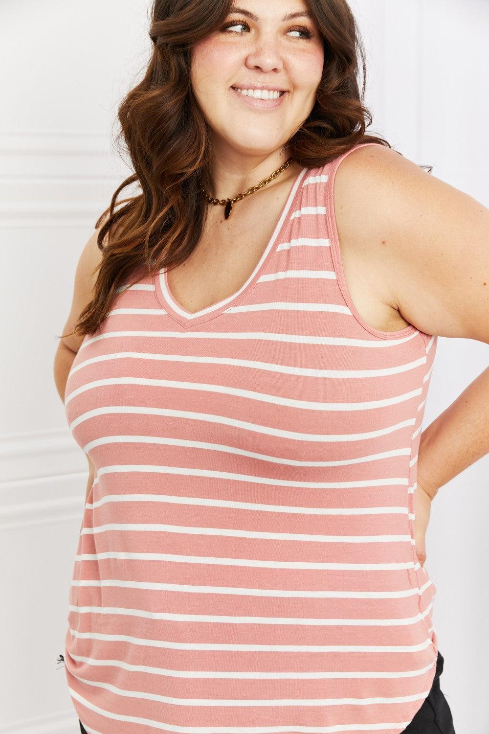 Zenana Find Your Path Full Size Sleeveless Striped Top - Immenzive