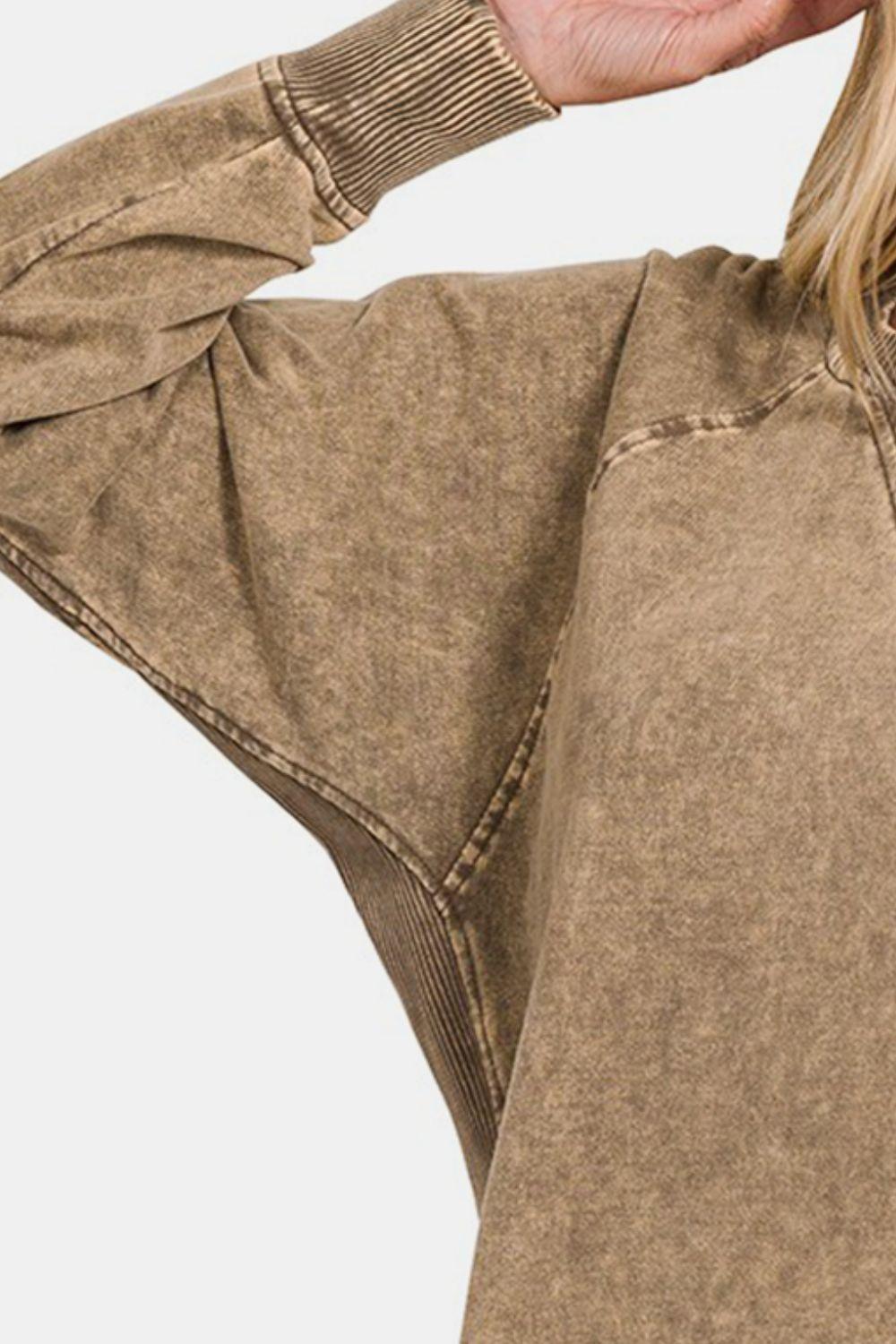 Zenana Pocketed Round Neck Sweatshirt - Immenzive