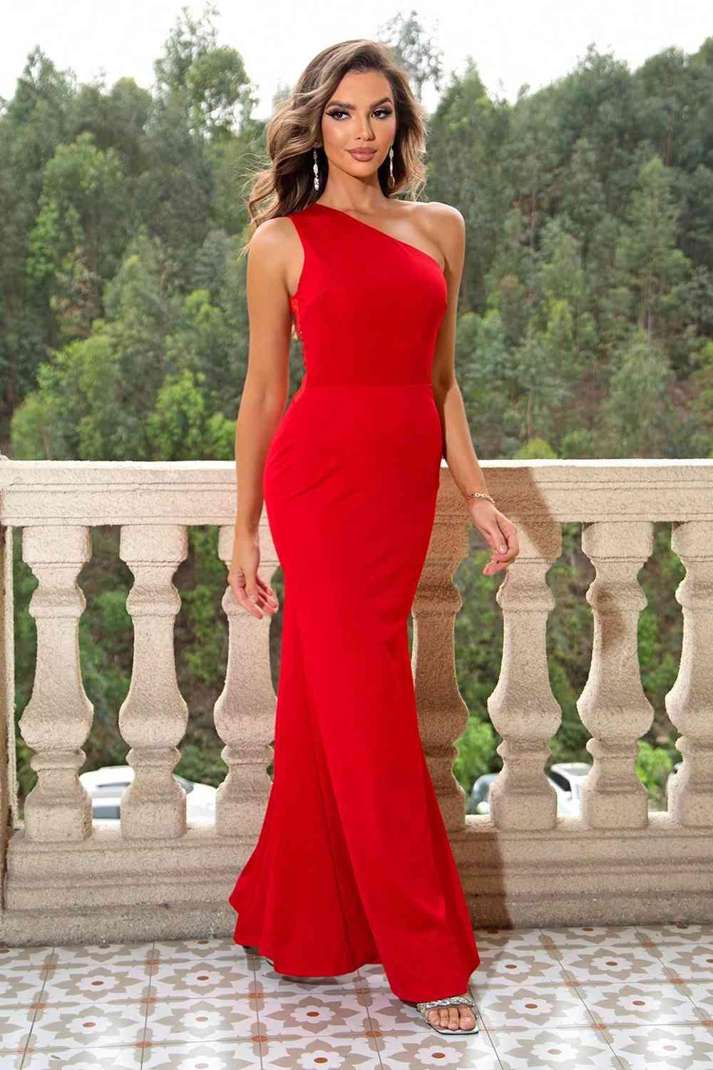 One-Shoulder Sleeveless Maxi Dress - Immenzive