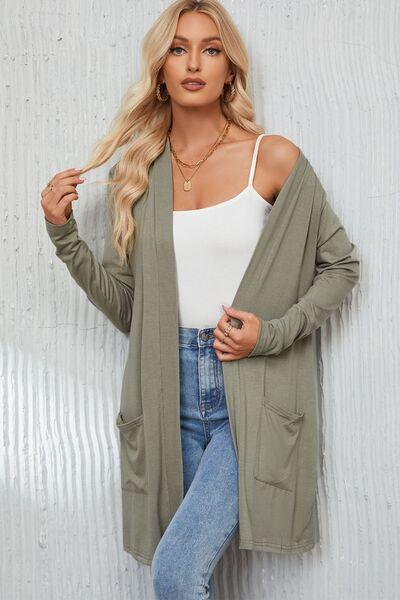 Open Front Long Sleeve Cardigan - Immenzive