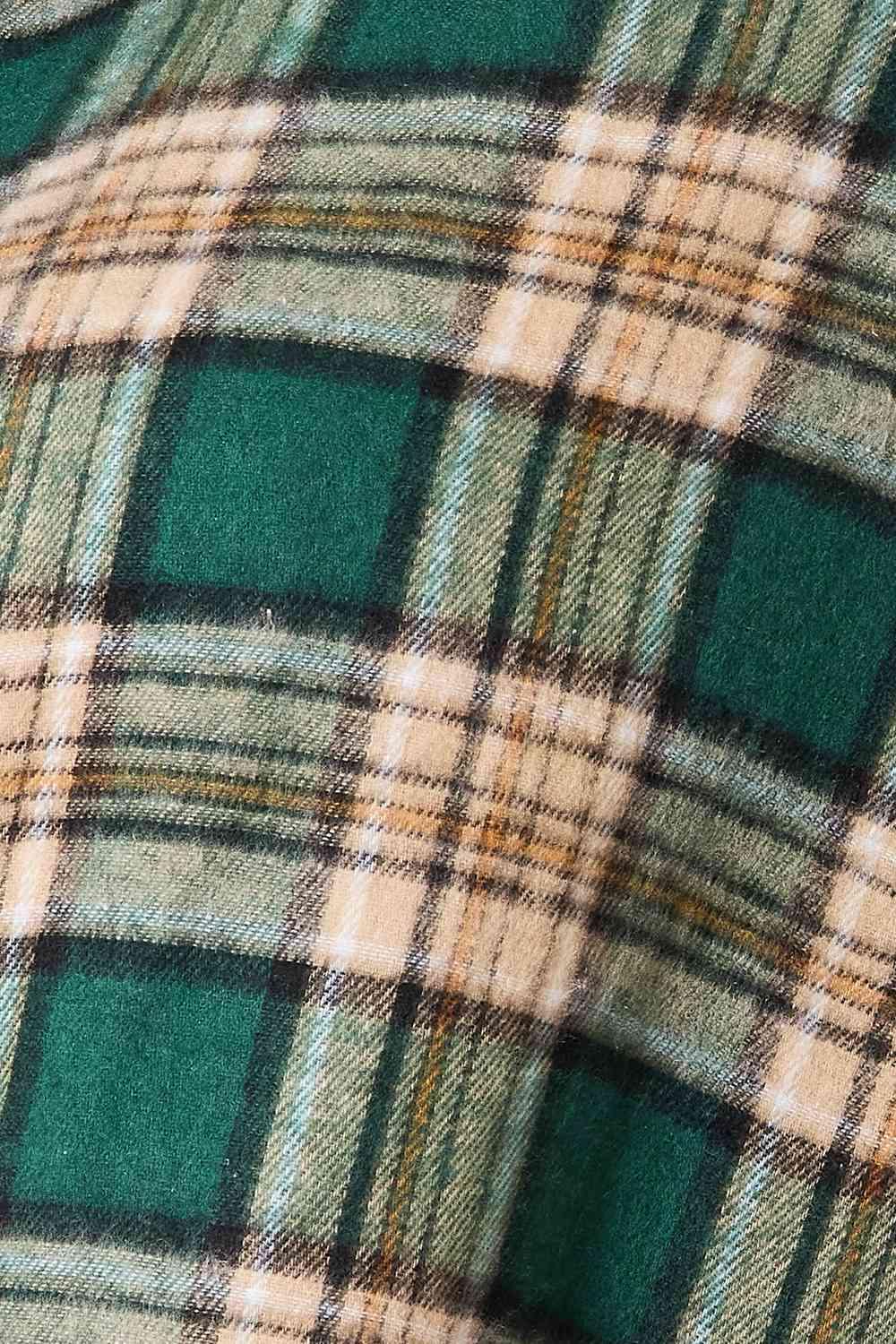 Double Take Plaid Collared Neck Long Sleeve Shirt - Immenzive