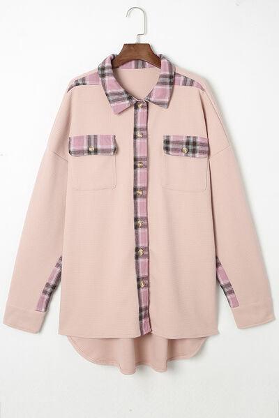 Plaid Button Down Collared Jacket - Immenzive