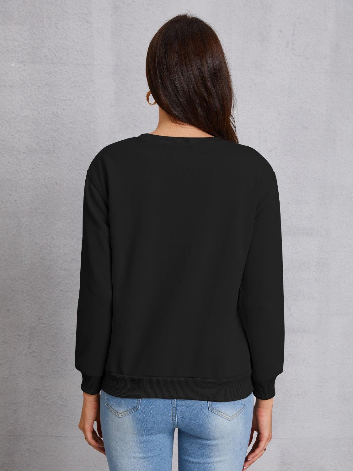 Graphic Round Neck Dropped Shoulder Sweatshirt - Immenzive