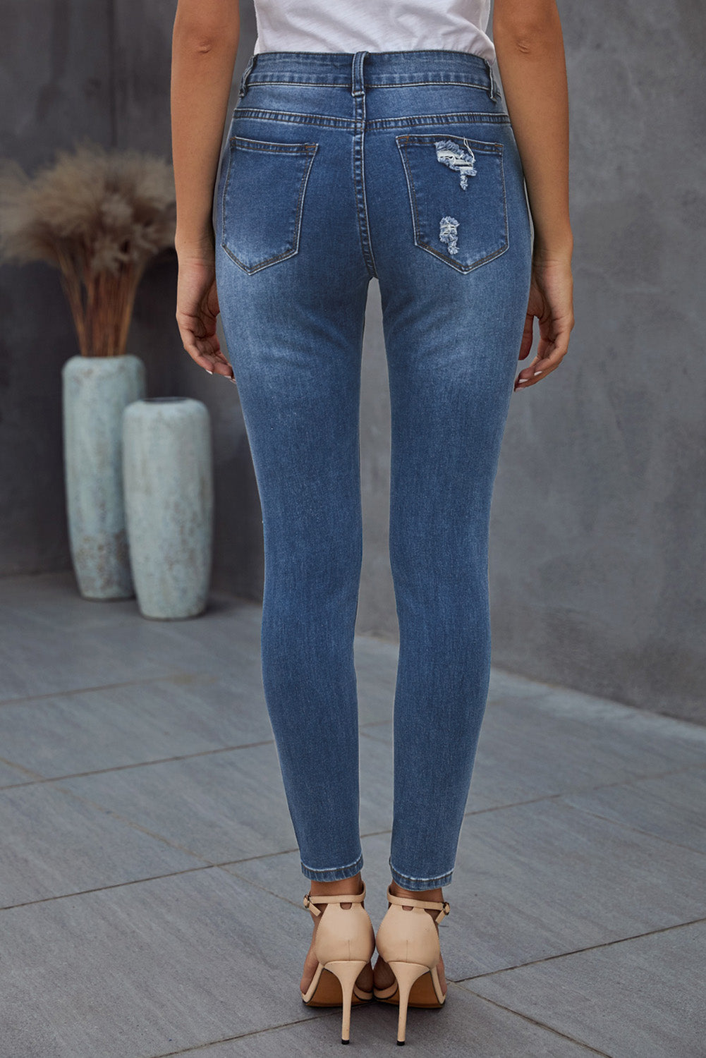 Baeful Vintage Skinny Ripped Jeans