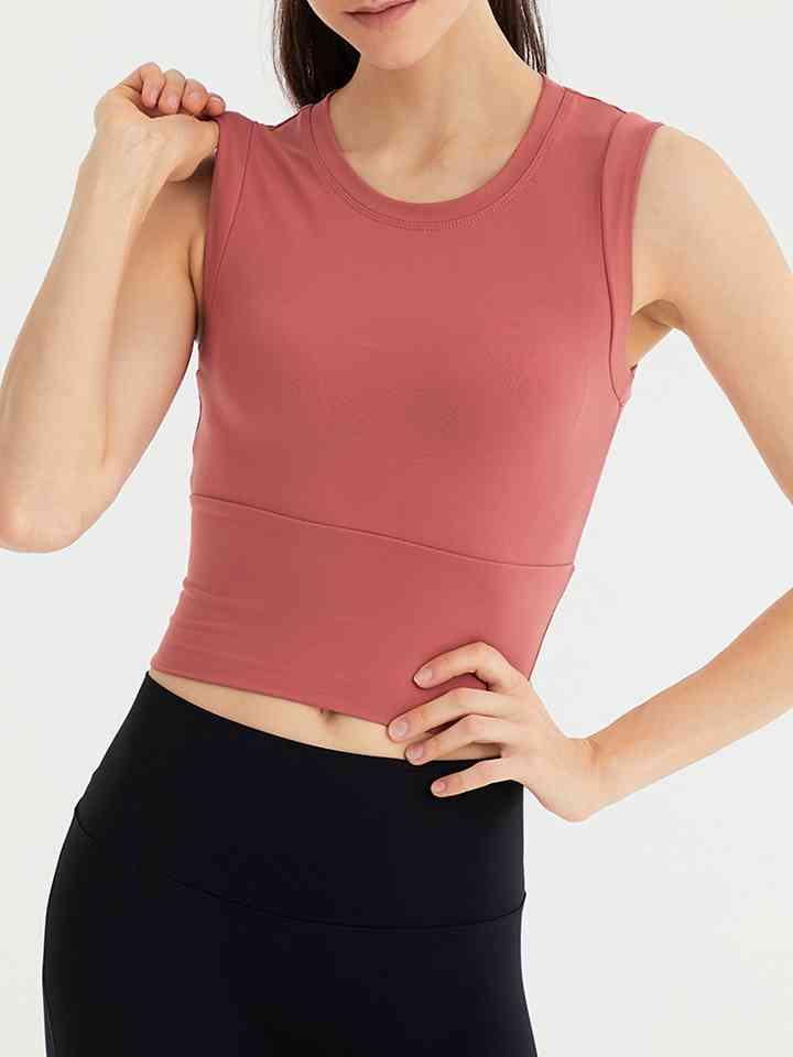 Round Neck Sleeveless Sports Tank Top - Immenzive