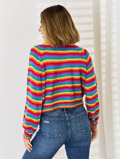 Striped Round Neck Long Sleeve Sweater