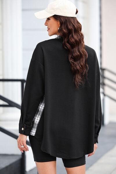 Plaid Button Down Collared Jacket - Immenzive