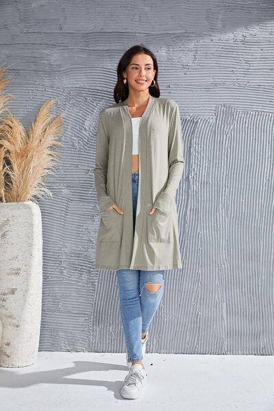 Open Front Long Sleeve Cardigan - Immenzive