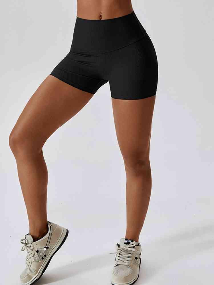 Wide Waistband Slim Fit Sports Shorts - Immenzive