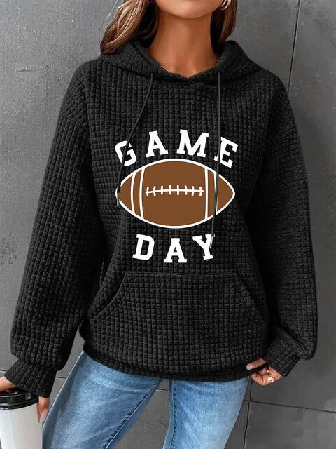 Full Size GAME DAY Graphic Drawstring Hoodie - Immenzive
