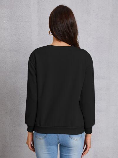 Graphic Round Neck Long Sleeve Sweatshirt - Immenzive